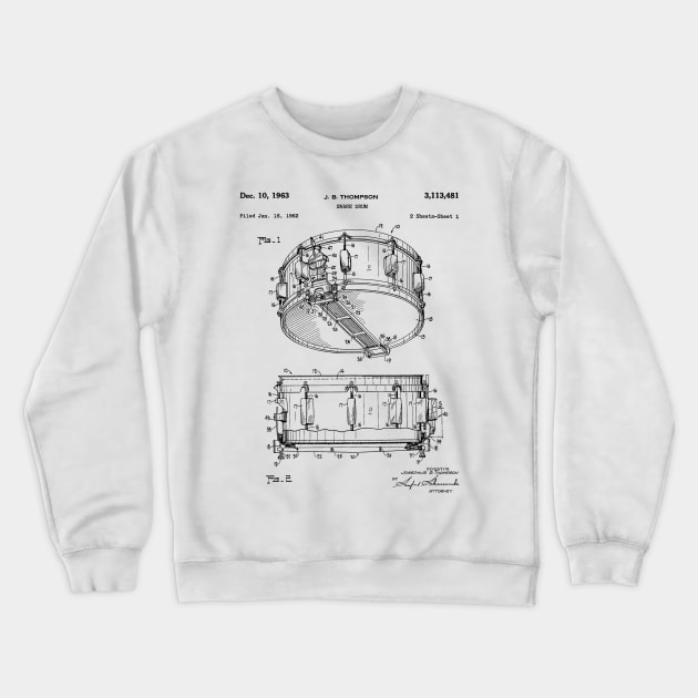 Snare Drum Thompson Patent Black Crewneck Sweatshirt by Luve